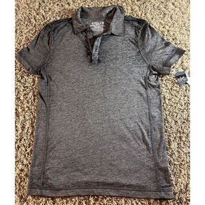 Helix Mens Size Small Dark Gray Sheer Polo Contrast‎ Stitch Goth